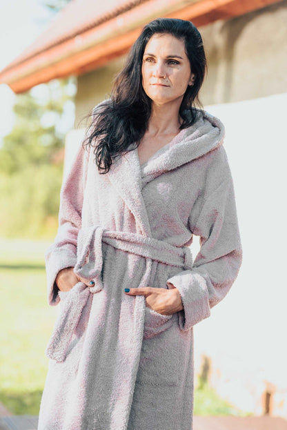 Unisex Hooded Bathrobe - Cotton Terry